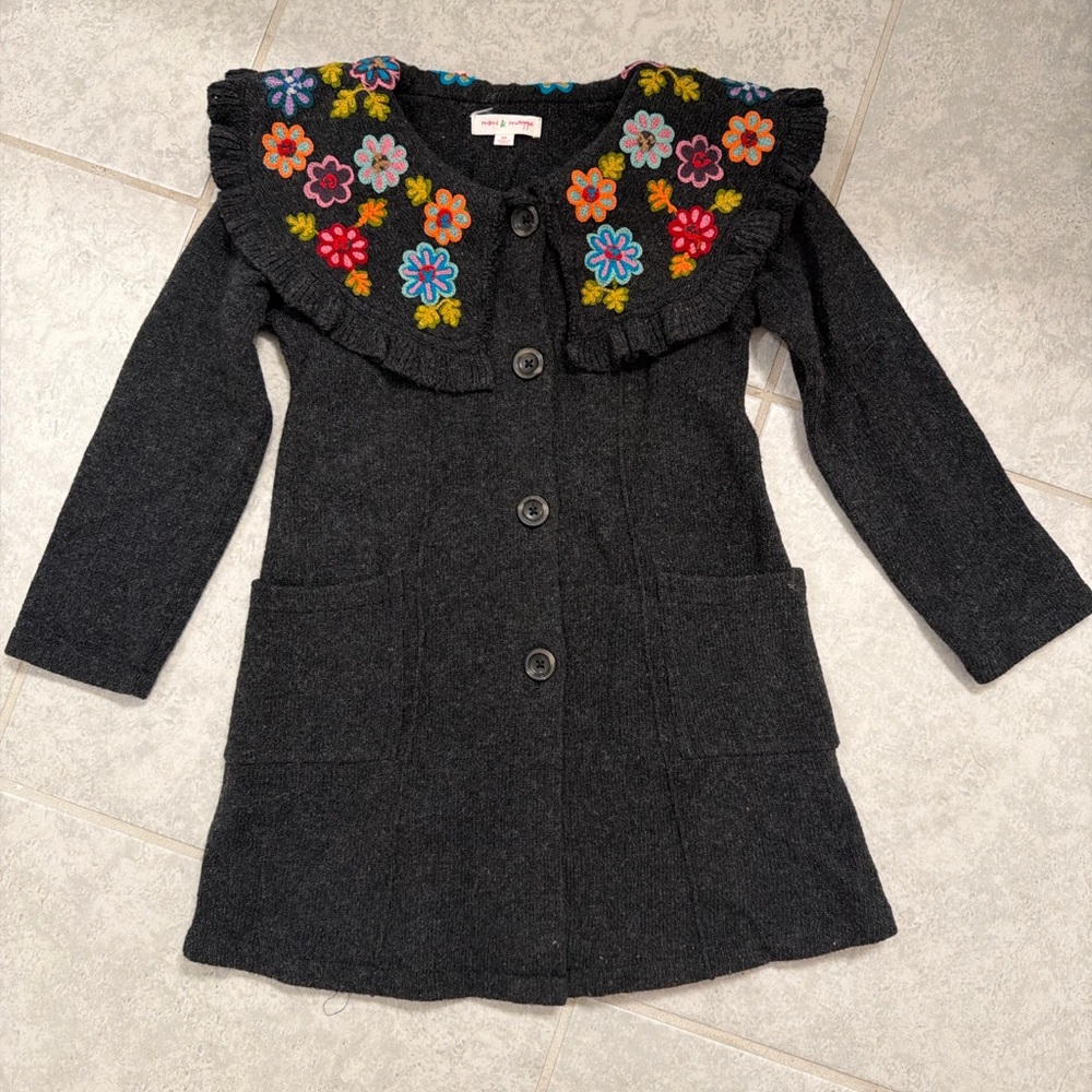 Girls Wool Embroidered Sweater Coat Jacket – Mimi & Maggie – Size 6X